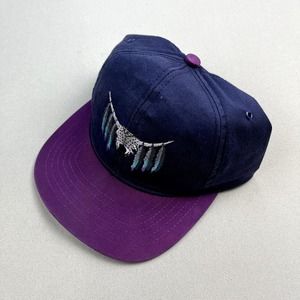 Vintage Southwestern Hat Strapback Blue Purple Native American Indian Art 90s